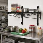 Thumbnail image #2 for Quantum WC14-CB2436BK Single-Shelf Wall-Mount Cantilever Wire Shelving Unit, 36 x 24 Inches, Black Epoxy