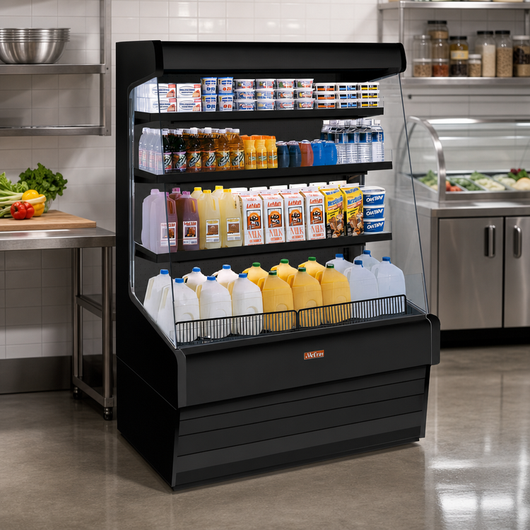 Product image #3 for Howard-McCray Ovation Series Black Self-Contained Dairy Open Merchandiser, 39W x 30D x 72H, 3 Lighted Shelves