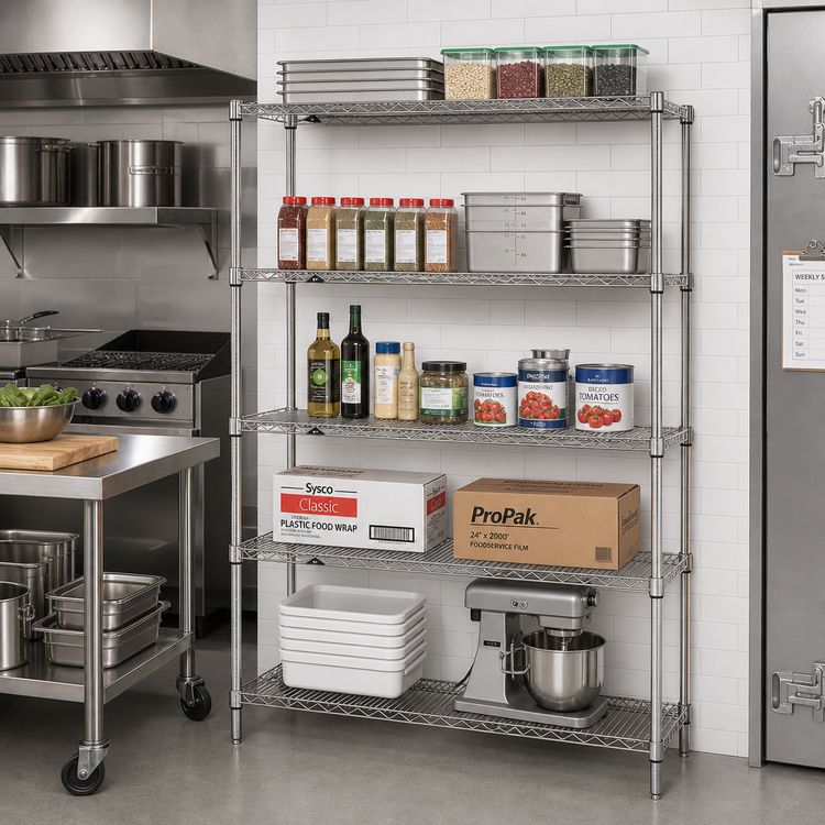 Product image #2 for Metro Super Erecta 72 x 24 x 74 Inch Add-On Wire Shelving Unit, 5 Shelves, Brite Finish