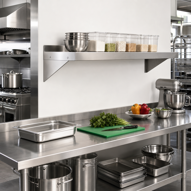 Product image #3 for Mixrite 60-Inch x 12-Inch Wall-Mounted Stainless Steel Shelf