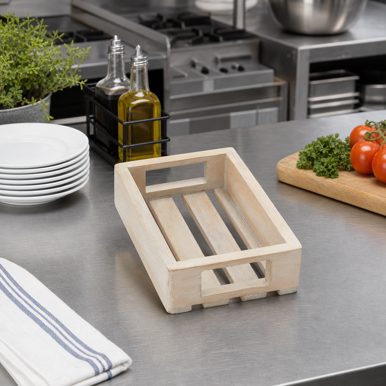 Product image #3 for American Metalcraft Sun-Bleached Rectangular Wooden Serving Crate, 10-1/8-Inch Long