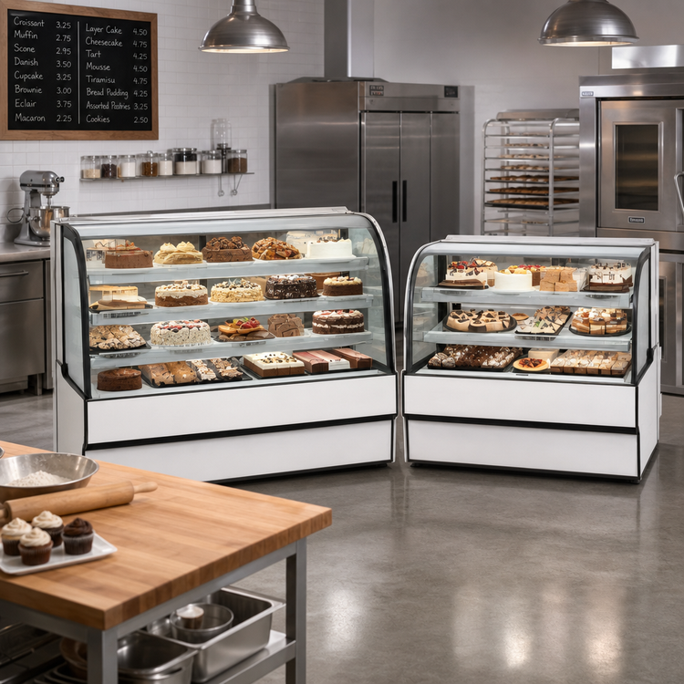 Product image #2 for Federal Industries Curved Glass Full-Service Refrigerated Bakery Display Case, 59.13" W x 48" H, Self-Contained