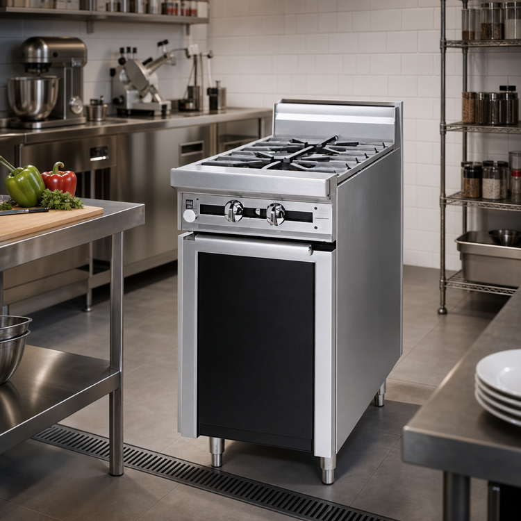 Product image #2 for Titan JTRH-2 18" Gas Heavy Duty Range with 2 Open Burners and Cabinet Base