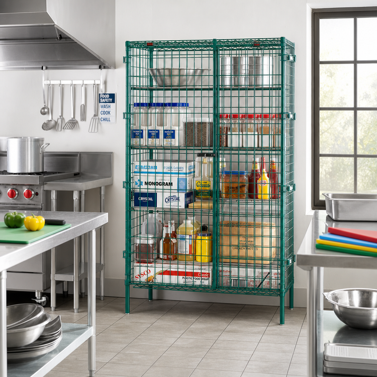 Product image #2 for EagleGard Stationary Wire Security Cage with Dual Lockable Doors, 39-1/4"W x 17-1/4"D x 67"H