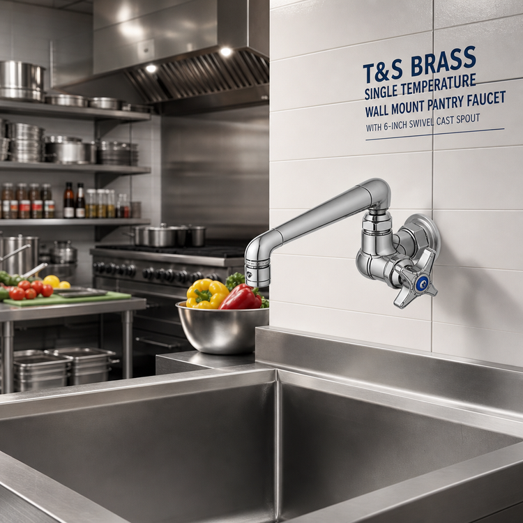 Product image #2 for T&S Brass Single Temperature Wall Mount Pantry Faucet with 6-Inch Swivel Cast Spout
