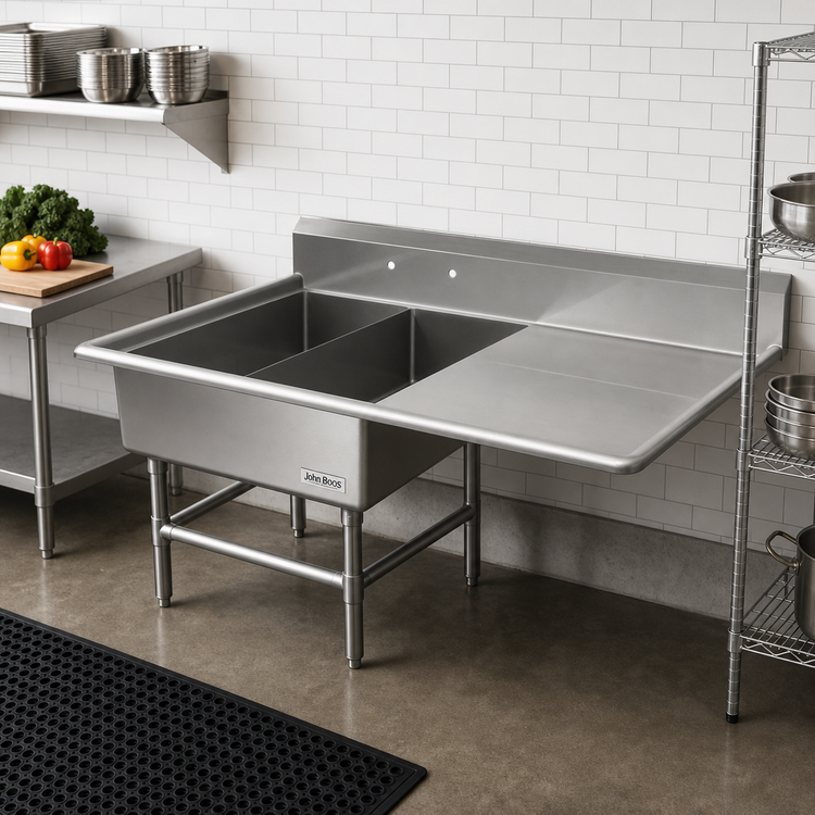 Product image #2 for John Boos Pro-Bowl 2-Compartment Platter Sink with 24-Inch Right-Hand Drainboard