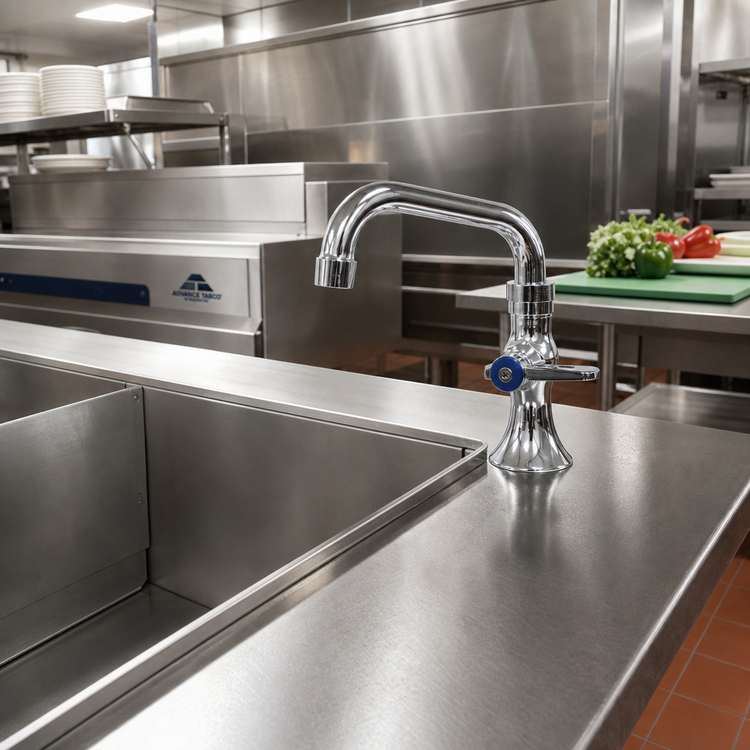 Product image #2 for Advance Tabco K-49 Heavy-Duty Hot Food Well Fill Faucet with 6-Inch Gooseneck Swing Spout, Deck Mount