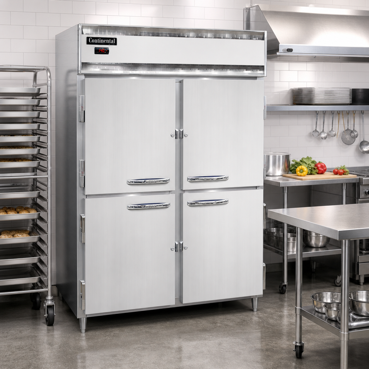 Product image #2 for Continental Refrigerator Designer Line DL2WE-SS-HD 2-Section Extra-Wide Reach-In Heated Holding Cabinet with Half Doors