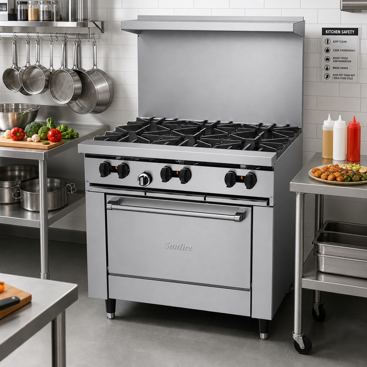 Product image #2 for Sunfire 36-Inch Gas Restaurant Range with 6 Open Burners and Standard Oven