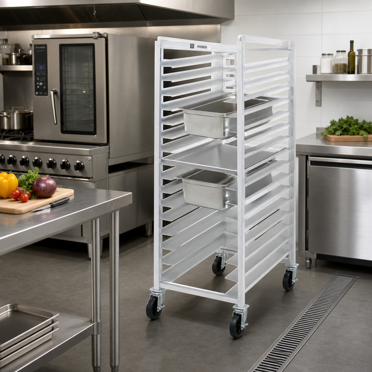Product image #2 for Channel Manufacturing Reach-In Bun Pan / Steam Table Pan Rack, End Load, Aluminum, 16 Pan Capacity