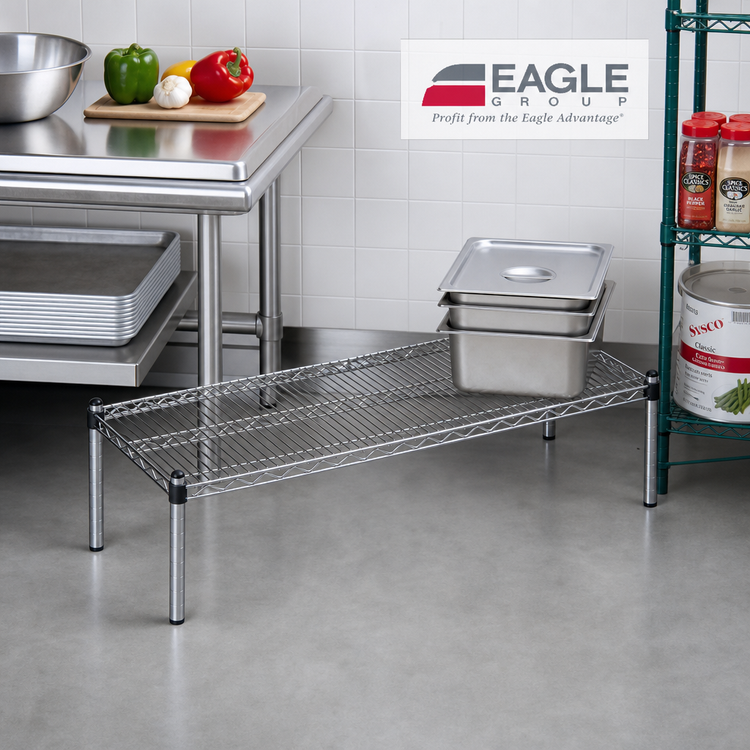 Product image #2 for Eagle Group PF1836-C-X 36 Inch x 18 Inch Chrome Wire Dunnage Rack with QuadTruss Design
