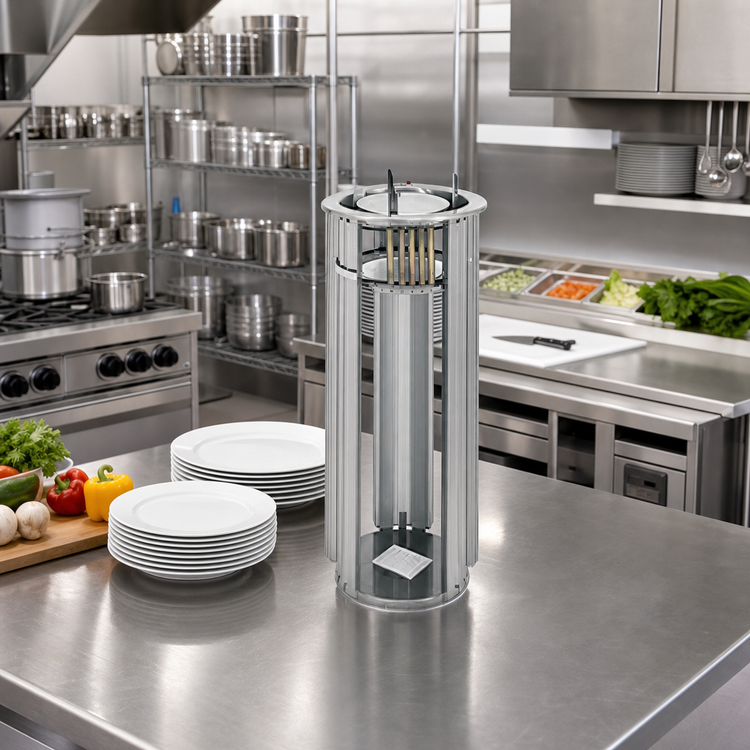 Product image #2 for Eagle Group Director's Choice Adjustable Drop-In Unheated Open-Base Round Plate Dispenser, 4-1/4 to 7-1/2 Inch Plates