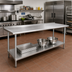 Thumbnail image #2 for Advance Tabco 12-Foot x 24-Inch 14-Gauge 304 Stainless Steel Work Table with Adjustable Undershelf and 1-1/2-Inch Rear Up-Turn