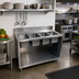 Thumbnail image #2 for 4-Compartment Stainless Steel Sink Cabinet, Open Front, 48 x 24 Inches