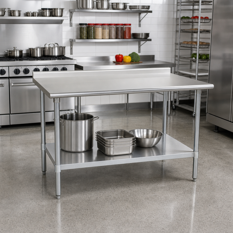 Product image #2 for Eagle Budget Series 72-Inch x 24-Inch Stainless Steel Top Work Table with Rear Up-Turn and Undershelf