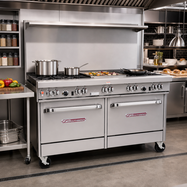 Product image #2 for Southbend Ultimate 60-Inch Gas Restaurant Range with 6 Burners, 24-Inch Griddle, and 2 Convection Ovens
