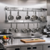 Thumbnail image #2 for Wall-Mount Double-Bar Stainless Steel Pot Rack with 10 Double Hooks, 60 Inch