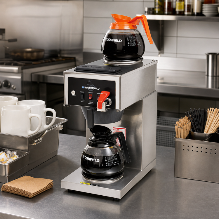 Product image #2 for Bloomfield Koffee King Automatic Fill Low-Profile Decanter Coffee Brewer with Hot Water Faucet, 2 Warmers, 120V