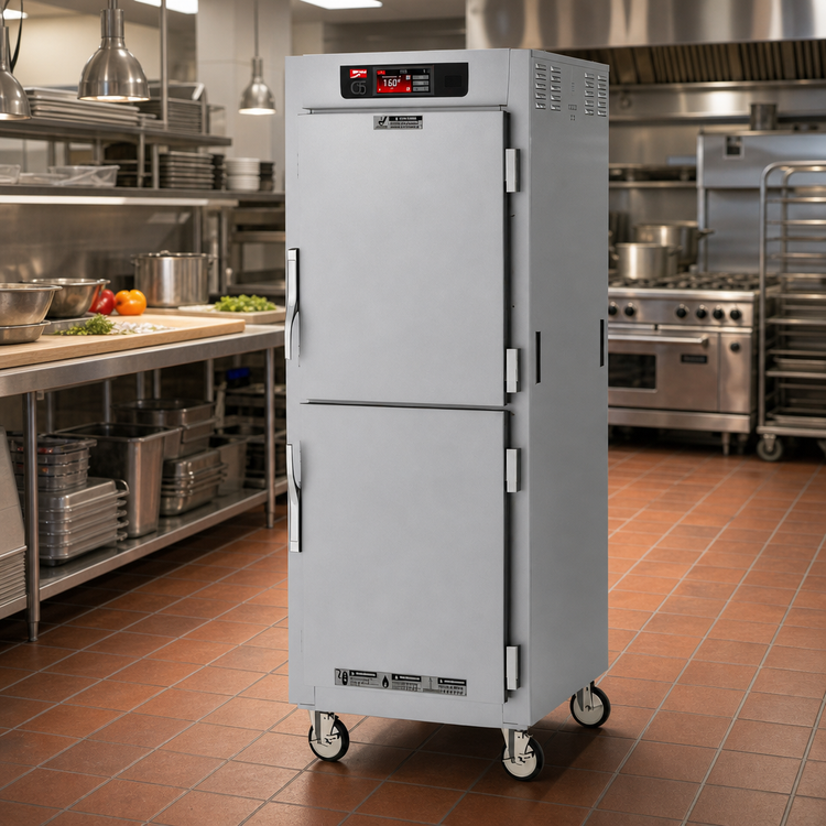 Product image #2 for Metro C5 8 Series Full-Height Mobile Pass-Thru Heated Holding Cabinet with Touch-Screen Controls and Dutch Doors