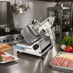 Thumbnail image #2 for Univex 1000S 13-Inch Semi-Automatic Gravity-Feed Commercial Slicer, Belt-Driven, 1/2 HP, Anodized Aluminum