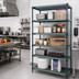 Thumbnail image #2 for Quantum 5-Tier Wire Plastic Mat Shelving Unit, 54 x 18 x 63 Inches, Stationary, Green Epoxy Coated