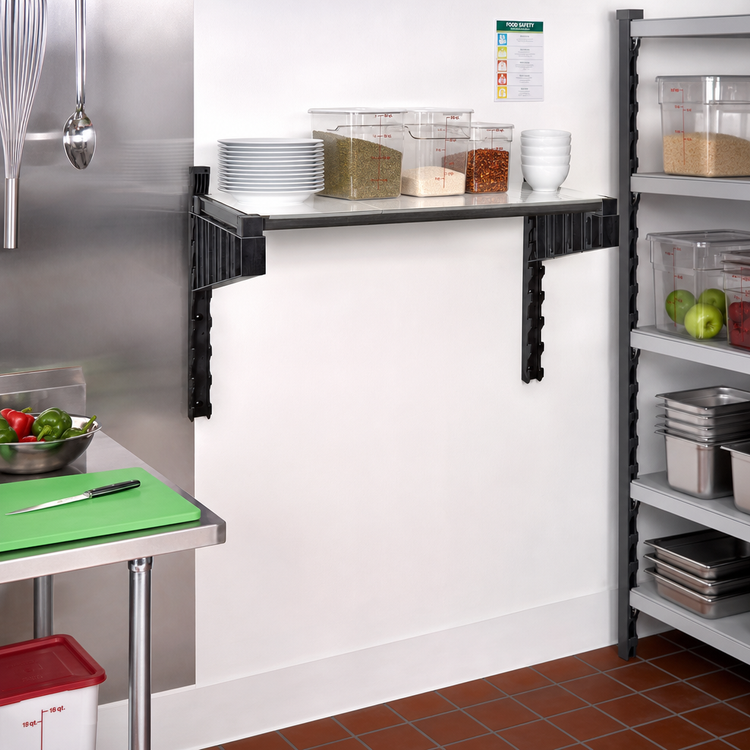 Product image #2 for Cambro Camshelving Elevation Series 14 x 48-Inch Solid Wall-Mounted Shelf Kit, Brushed Graphite