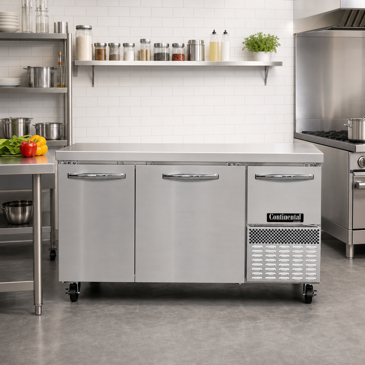 Product image #2 for Continental Refrigerator FA60N 60" 2-Section Freezer Base Worktop Unit with Solid Doors