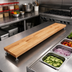 Thumbnail image #2 for John Boos 60 Inch x 10 Inch x 1-1/4 Inch Edge Grain Northern Hard Rock Maple Steam Table Cutting Board with Adjustable Stainless Steel Supports