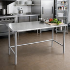 Thumbnail image #2 for Eagle Group Spec-Master T3060STE Stainless Steel Work Table, 60 x 30 in, Open Base, 14-Gauge 300-Series Top, Rolled Edges