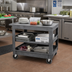 Thumbnail image #2 for Quantum 3-Shelf Polymer Flat-Top Utility Cart, 40 x 26 Inches, Gray