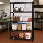 Thumbnail image #2 for Quantum WR74-2430BK Wire Shelving Starter Unit, 30"W x 24"D x 74"H, 4 Shelves, Black Epoxy Antimicrobial