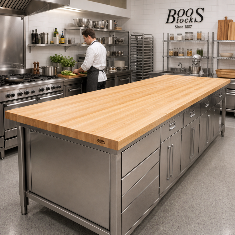 Product image #2 for Boos Block KCT9636-V 96 x 36 Inch Edge Grain Maple Kitchen Countertop, Varnique Finish