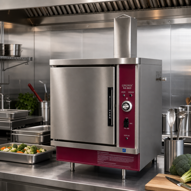 Product image #2 for Crown SX-5G3 Single Compartment Countertop Gas Convection Steamer with 5 Pan Capacity