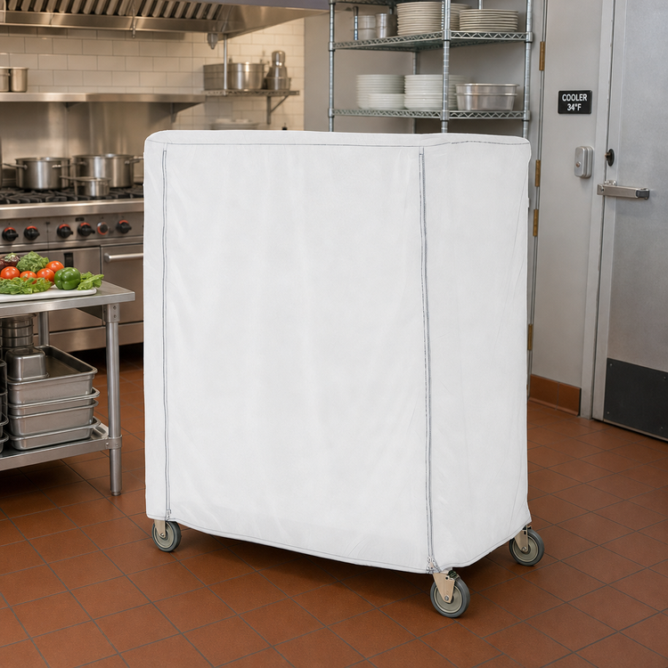 Product image #2 for Metro Waterproof Banquet Cart Cover with PVC Zipper, 36 x 18 x 54 Inches, White