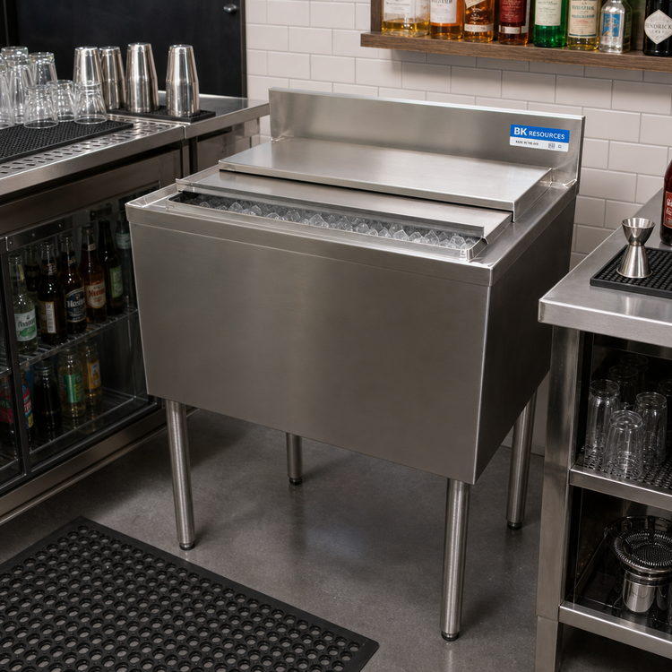 Product image #3 for BK Resources 48-Inch Underbar Insulated Ice Bin with 8-Circuit Aluminum Cold Plate, 140 lb Capacity