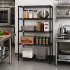 Thumbnail image #2 for Quantum WR54-2130BK 30"W x 21"D x 54"H Black Epoxy 4-Shelf Stationary Wire Shelving Starter Kit