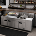 Thumbnail image #2 for Krowne Royal Series 64-Inch Stainless Steel Underbar Workstation with Ice Bin, Dump Sink, and Cabinet Below