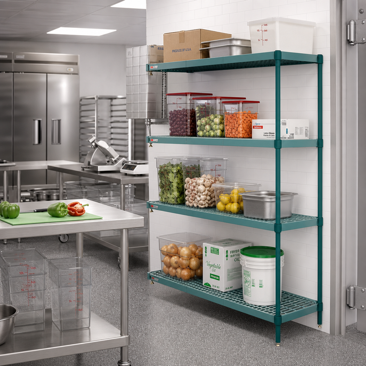 Product image #2 for Metro Super Erecta Pro 24"W x 36"D x 74"H Green Stationary Add-On Polymer Shelving Unit with 4 Shelves