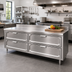 Thumbnail image #2 for La Rosa Refrigeration 96-Inch x 28-Inch Stainless Steel Dry-Drawer Utility Stand Base with 4 Drawers