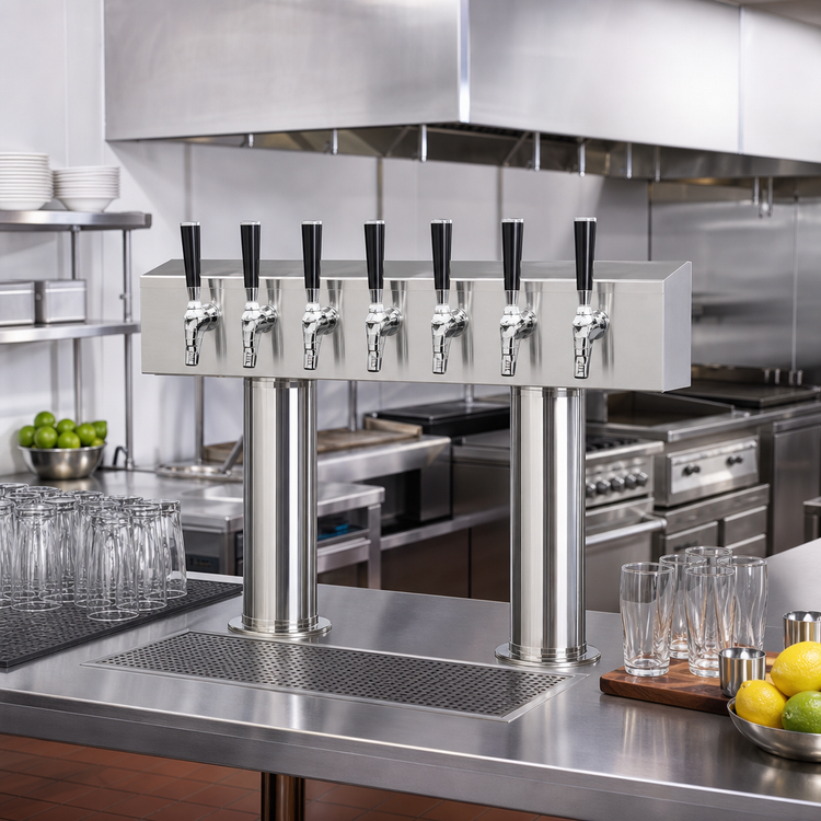 Product image #2 for Pro-Line Direct Draw Double Pedestal Conversion Tower, 24-Inch Box, 8 Faucets, Air-Cooled
