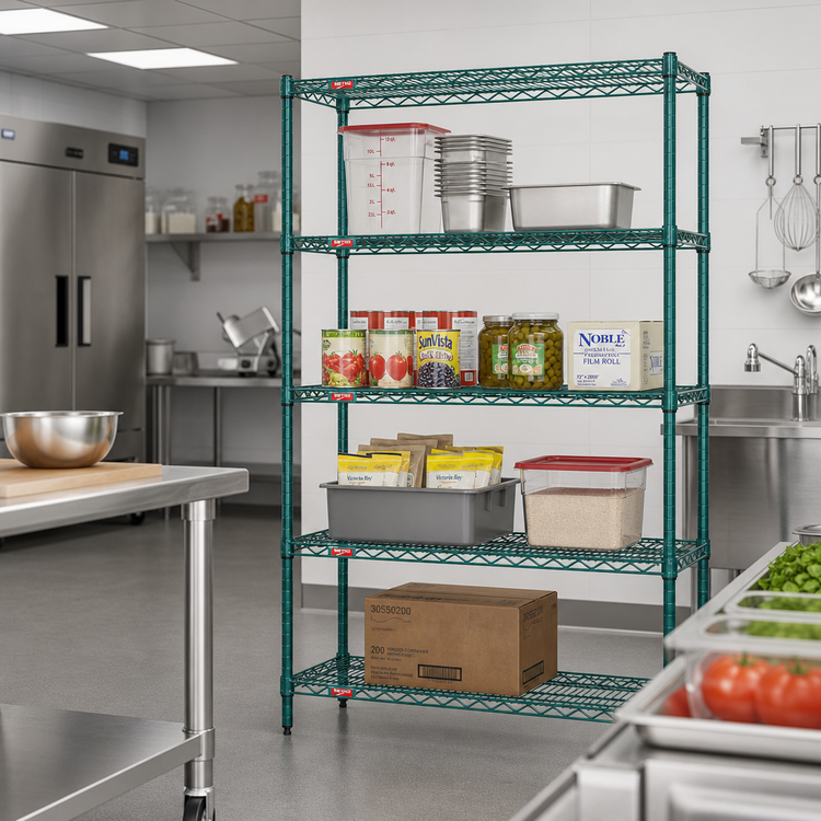 Product image #2 for Eagle Valu-Gard 4-Tier Stationary Starter Wire Shelving Unit, 36W x 18D x 63H, Green Epoxy
