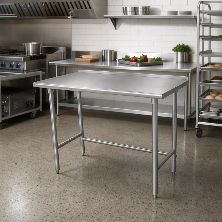 Product image #2 for Advance Tabco 48" x 36" 16-Gauge 304 Stainless Steel Work Table with 1-1/2" Rear Up-Turn