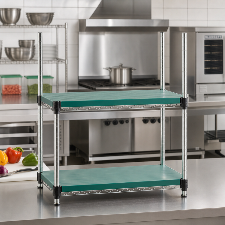 Product image #2 for QuadPlus Solid Polymer Shelf Mat with Quad-Adjust Wire Frame, 30 x 21 Inches, Green