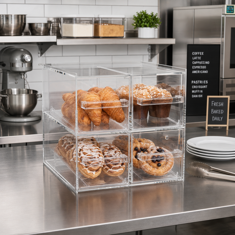Product image #2 for Vollrath Cubic Acrylic 2 x 2 Countertop Pastry Display Case with 4 Drawers