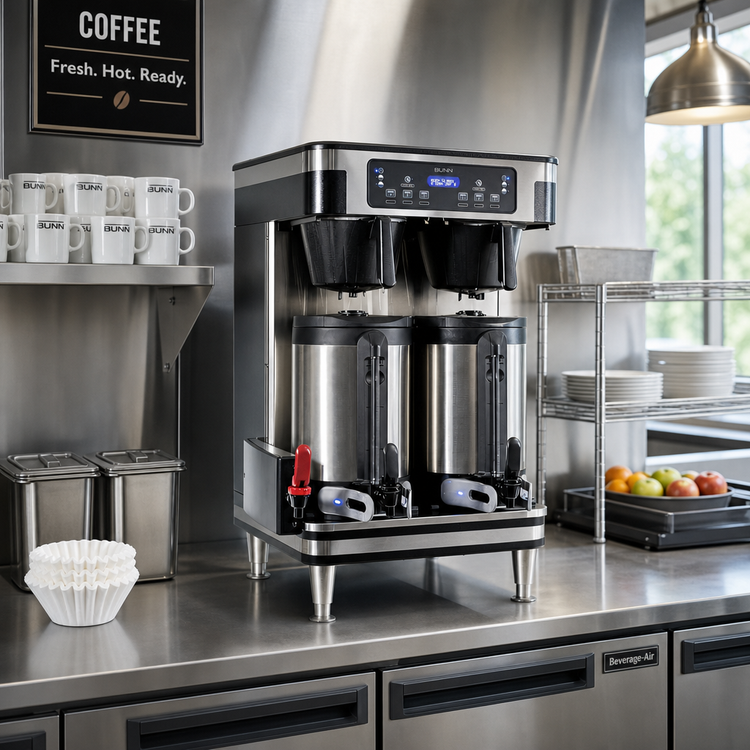 Product image #2 for BUNN Soft Heat ICB Twin Automatic Fill Coffee Brewer, Black/Stainless, Infusion Series