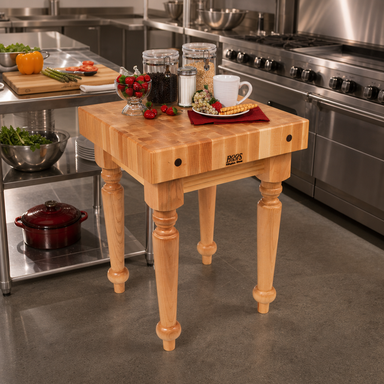 Product image #2 for John Boos Saratoga Farm Butcher Block Work Table, 24 x 24 x 32, 4-Inch End Grain Northern Hard Rock Maple, Oil Finish