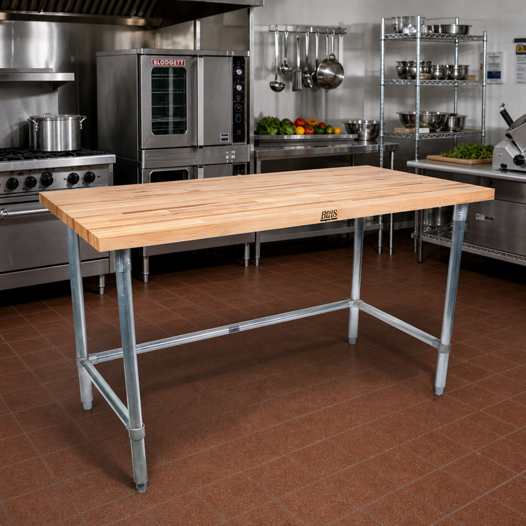 Product image #2 for John Boos 48 Inch x 30 Inch Wood Top Work Table with Northern Hard Rock Maple Top and Stainless Steel Base