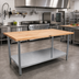 Thumbnail image #2 for John Boos 120 Inch Northern Hard Rock Maple Wood Top Work Table with Stainless Steel Base and Adjustable Undershelf