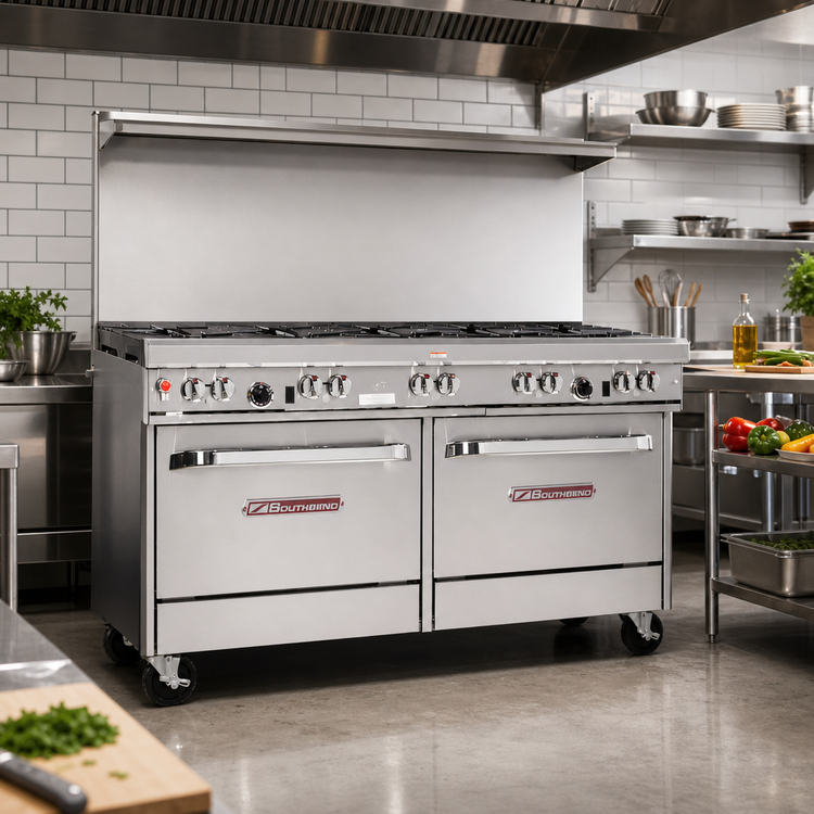 Product image #2 for Ultimate 60-Inch Gas Restaurant Range with 9 Open Burners, Standard Oven, and Convection Oven