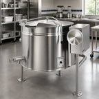 Thumbnail image #2 for Cleveland Range Short Series KEL60TSH 60-Gallon Electric Manual-Tilting Steam-Jacketed Kettle, Full Jacket, 316 Stainless Steel Liner, Tri-Leg Base